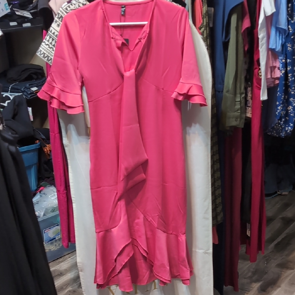 Coral Pink Midi Sundress with Flutter Sleeves